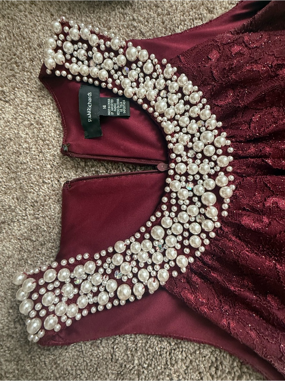 R& M Richards Embellished Burgundy Evening Gown - Women's Dress - Picture 5 of 8